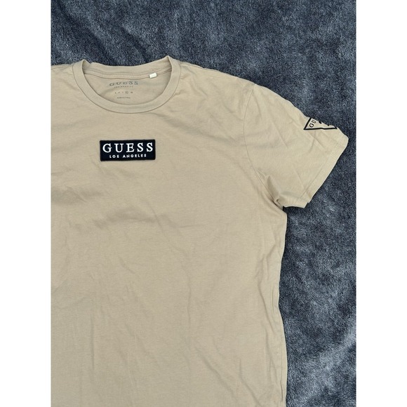 Guess Los Angeles Men's XL Tan Logo T-Shirt Short Sleeve Cotton Tee - Picture 3 of 13